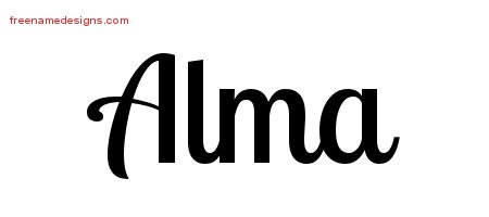 Alma Handwritten Name Tattoo Designs
