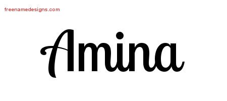 Amina Handwritten Name Tattoo Designs