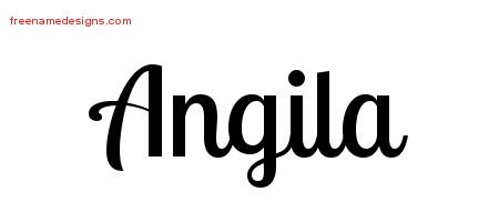 Angila Handwritten Name Tattoo Designs