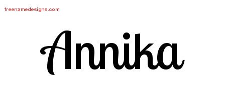 Annika Handwritten Name Tattoo Designs
