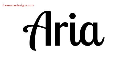 Aria Handwritten Name Tattoo Designs