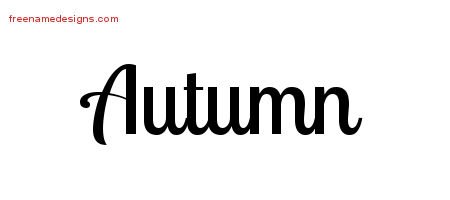 Autumn Handwritten Name Tattoo Designs