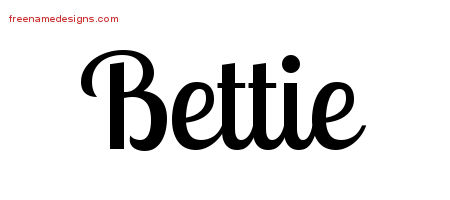 Handwritten Name Tattoo Designs Bettie Free Download - Free Name Designs