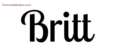 Britt Handwritten Name Tattoo Designs