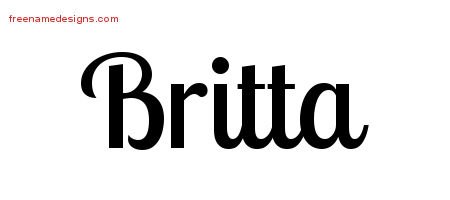 Britta Handwritten Name Tattoo Designs