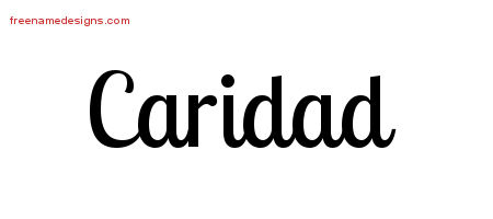 Caridad Handwritten Name Tattoo Designs