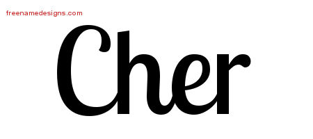 Cher Handwritten Name Tattoo Designs
