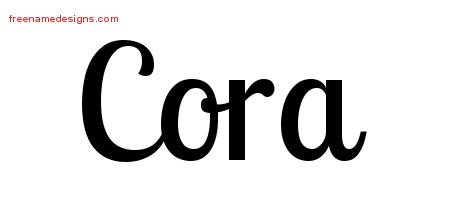 Cora Handwritten Name Tattoo Designs