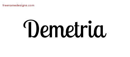 Demetria Handwritten Name Tattoo Designs