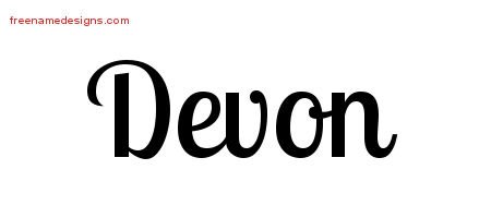 Devon Handwritten Name Tattoo Designs