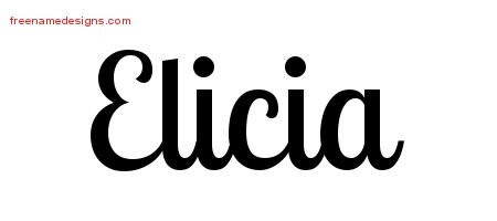 Elicia Handwritten Name Tattoo Designs