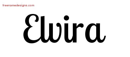 Elvira Handwritten Name Tattoo Designs