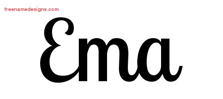 Ema Handwritten Name Tattoo Designs