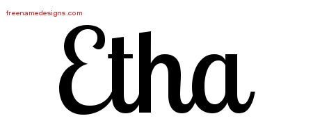 Etha Handwritten Name Tattoo Designs