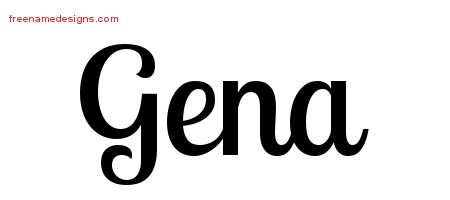 Gena Handwritten Name Tattoo Designs