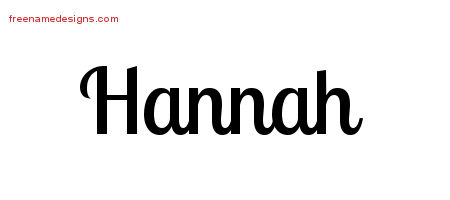 Handwritten Name Tattoo Designs Hannah Free Download - Free Name Designs