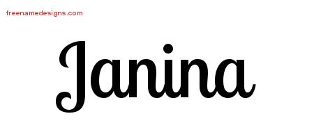 Janina Handwritten Name Tattoo Designs