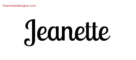 Jeanette Handwritten Name Tattoo Designs