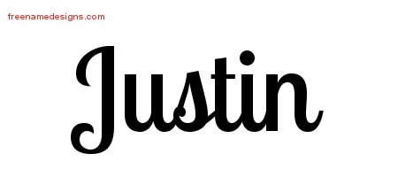 Justin Handwritten Name Tattoo Designs