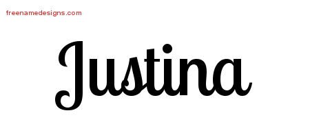 Justina Handwritten Name Tattoo Designs
