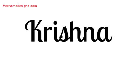 Krishna Handwritten Name Tattoo Designs