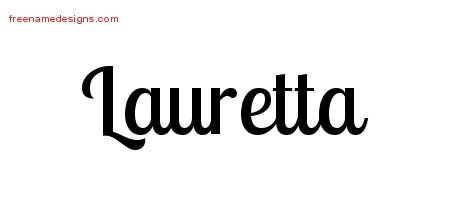 Lauretta Handwritten Name Tattoo Designs