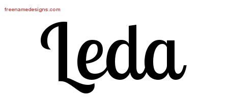 Leda Handwritten Name Tattoo Designs