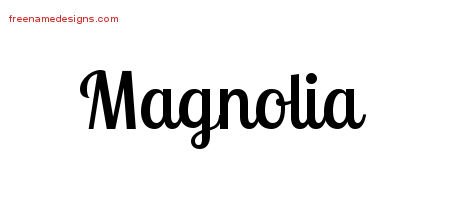Magnolia Handwritten Name Tattoo Designs