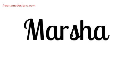 Marsha Handwritten Name Tattoo Designs