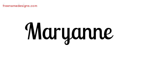 Handwritten Name Tattoo Designs Maryanne Free Download - Free Name Designs