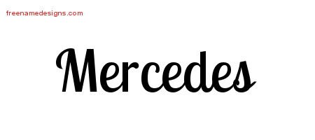 Mercedes Handwritten Name Tattoo Designs