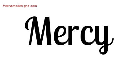 Mercy Handwritten Name Tattoo Designs