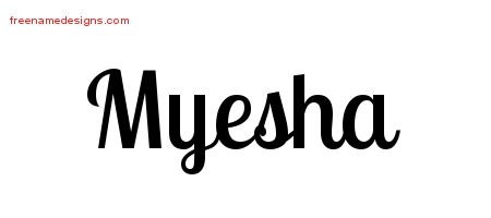 Myesha Handwritten Name Tattoo Designs