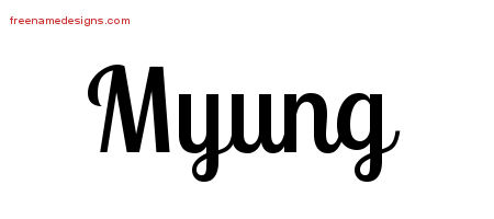Myung Handwritten Name Tattoo Designs