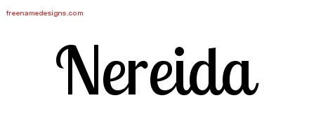 Nereida Handwritten Name Tattoo Designs
