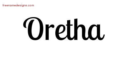 Oretha Handwritten Name Tattoo Designs