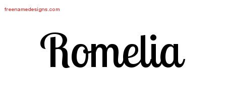 Romelia Handwritten Name Tattoo Designs