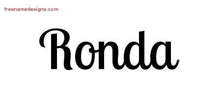 Ronda Handwritten Name Tattoo Designs