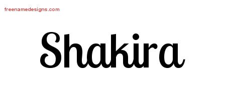 Shakira Handwritten Name Tattoo Designs