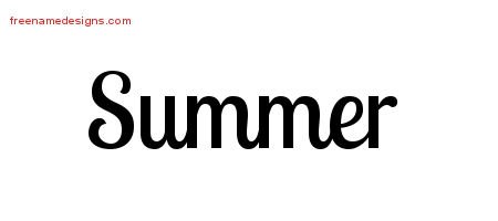 Summer Handwritten Name Tattoo Designs