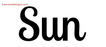 Sun Handwritten Name Tattoo Designs