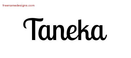 Taneka Handwritten Name Tattoo Designs