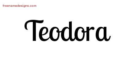 Teodora Handwritten Name Tattoo Designs