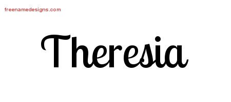 Theresia Handwritten Name Tattoo Designs
