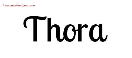Thora Handwritten Name Tattoo Designs