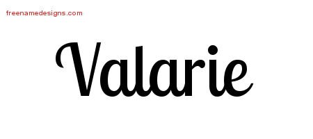 Valarie Handwritten Name Tattoo Designs