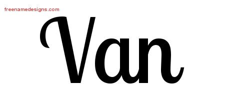 Van Handwritten Name Tattoo Designs