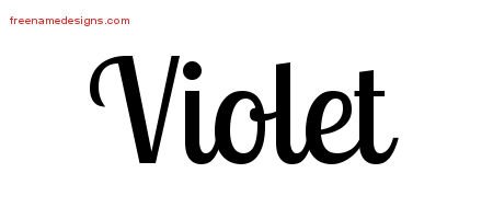 Violet Handwritten Name Tattoo Designs