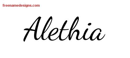 Alethia Lively Script Name Tattoo Designs