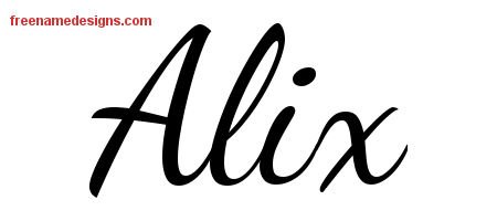 Alix Lively Script Name Tattoo Designs